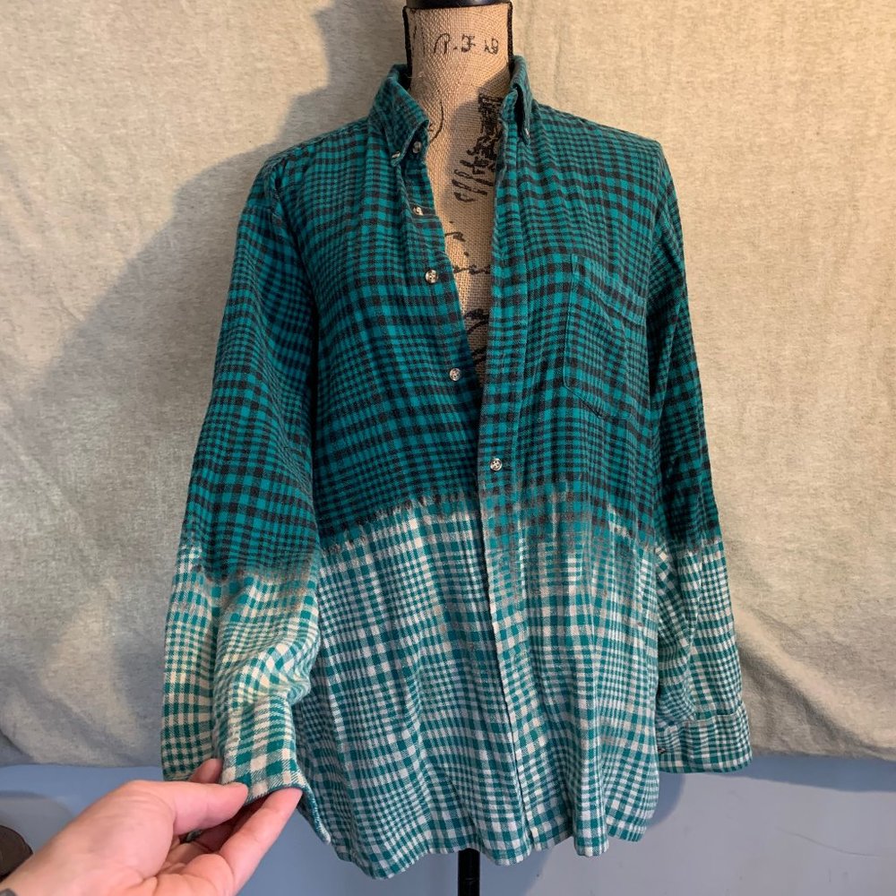 Vintage Oversized tie dye green flannel